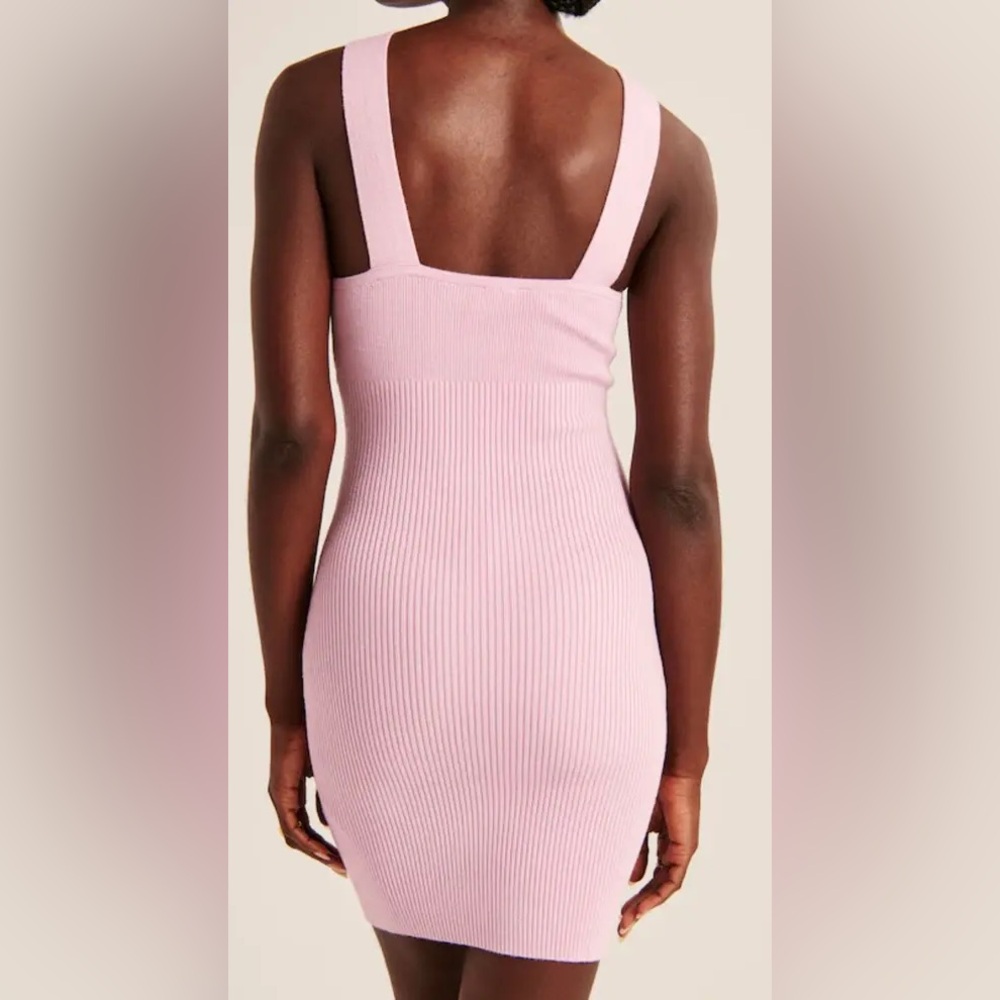 NWT Abercrombie & Fitch Mini Pink Ribbed Knit Dress - Picture 2 of 4